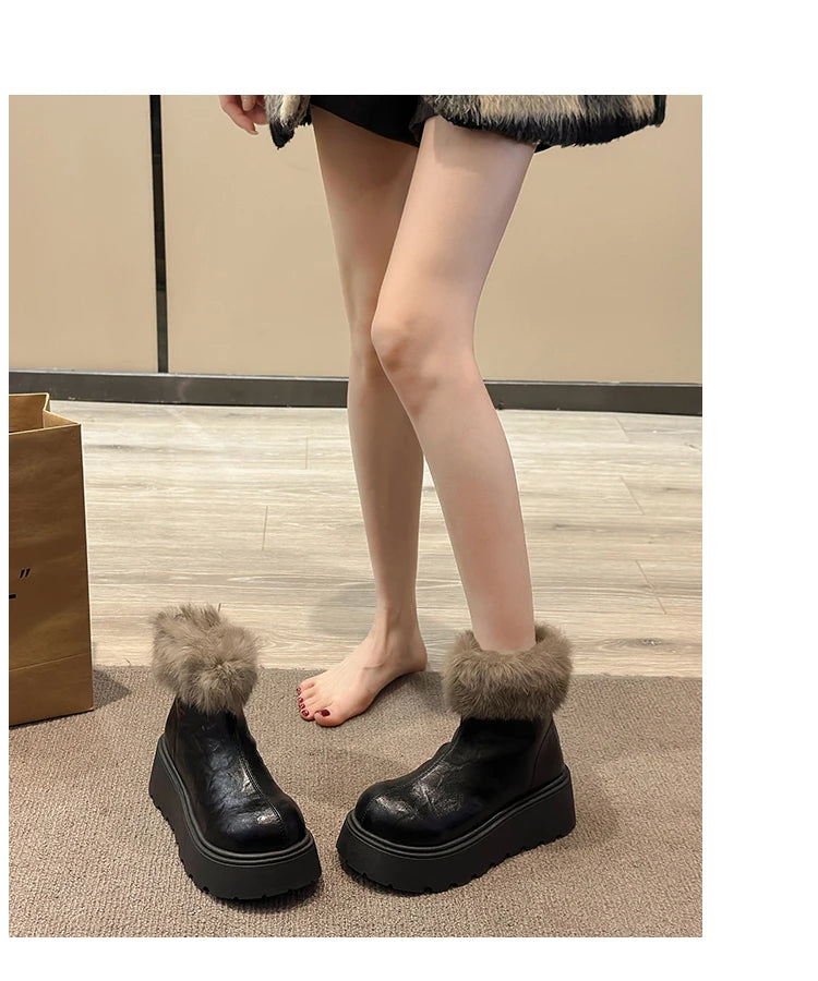 2026 Winter Vintage Women's Boots with Fashionable Added Insulation Warm and Thick Soles High Heels Made of Cotton Hot 35-40