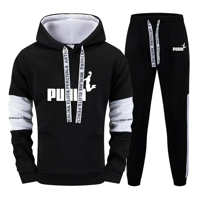 Fall Winter Daily Casual Sporty Jogger Set Urban Fashion Hoodie Sportswear 2025 New Men's Tracksuit Hooded Sweatshirt Sweatpants