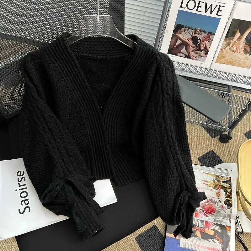 Sweater Jacket Women's Autumn and Winter New Style Western-style Outerwear with Knitted Cardigan Loose Short Long Sleeved Top
