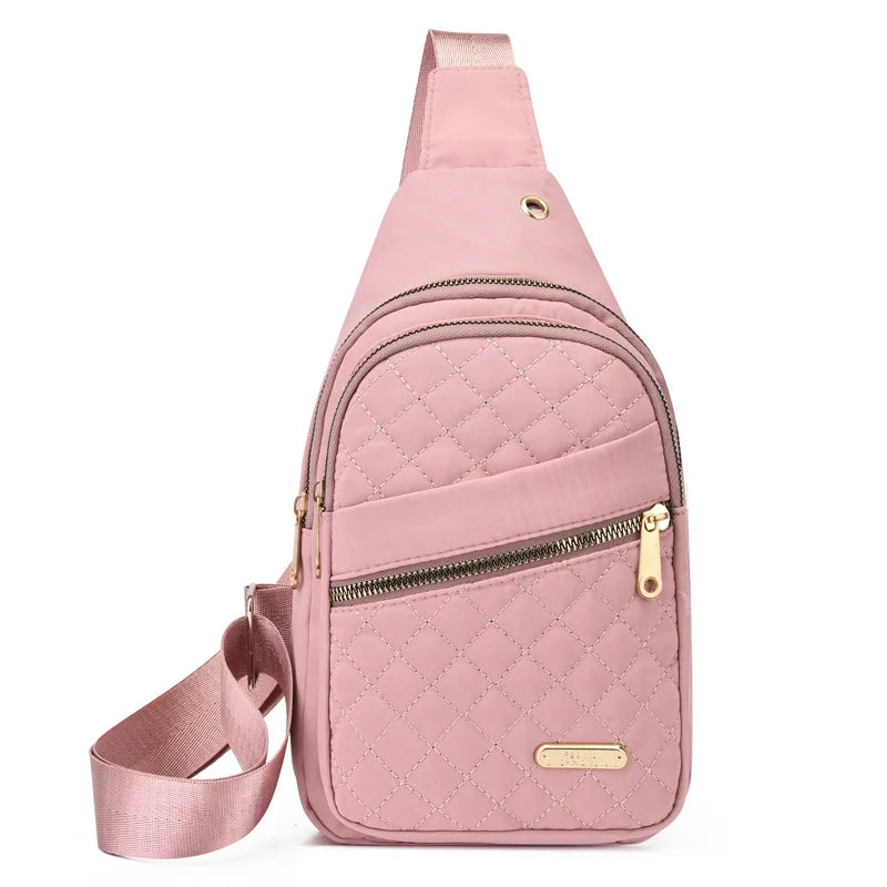 Sling Chest Bag Phone Purse Waterproofing Nylon Women Men Small Shoulder Bags for Sports Shopping Leisure White Sling Bag