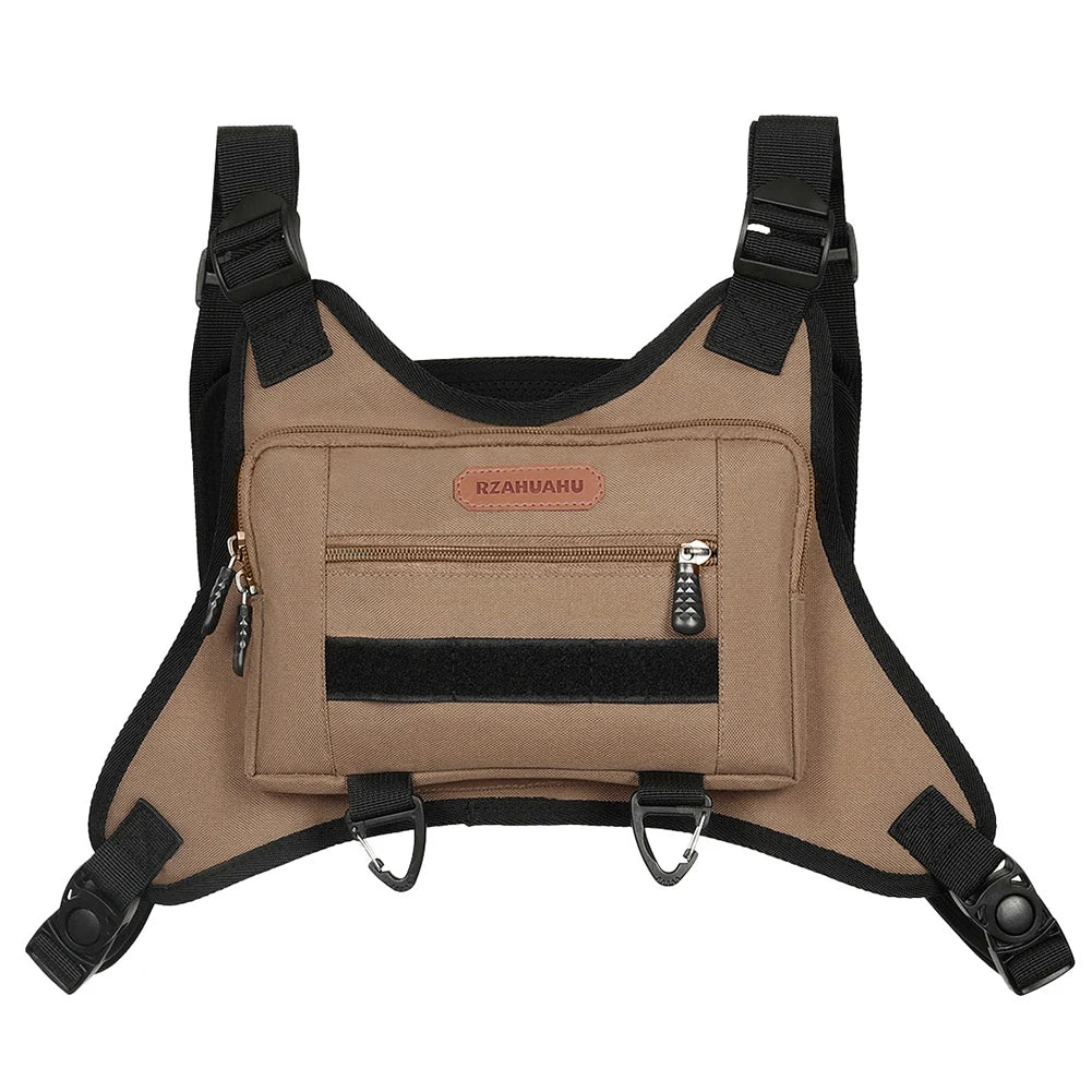Front Chest Pack Multi-Pockets Fashion Sport Backpack Adjustable Strap Streetwear Chest Bag for Running Travel