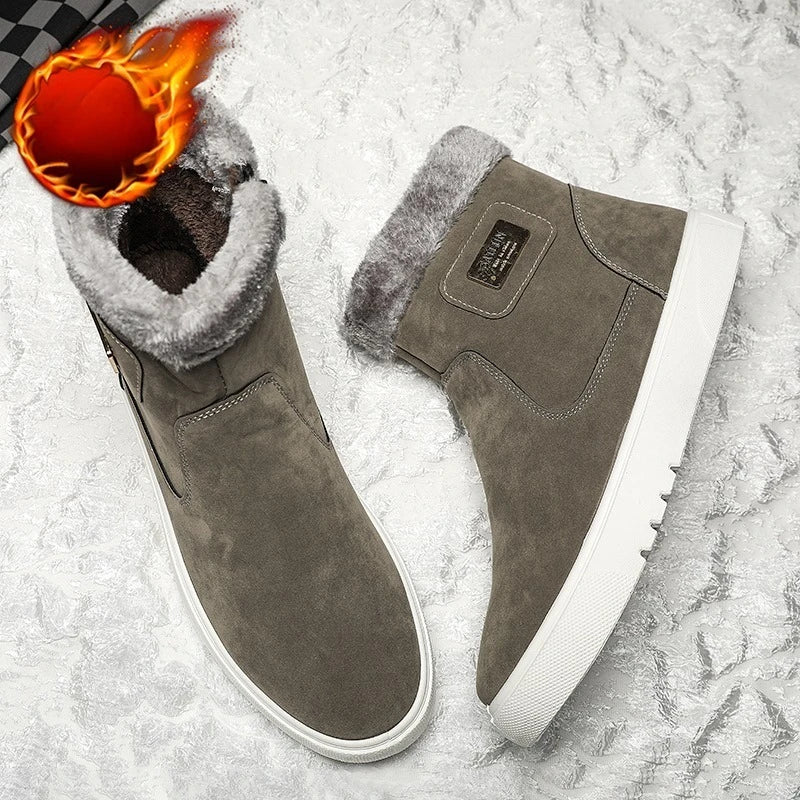 2025New Winter Men's Boots Fashion High-top Cotton Shoes Plush Warm Fur Snow Boots Suede Casual Ankle Boots for Men Botas Hombre