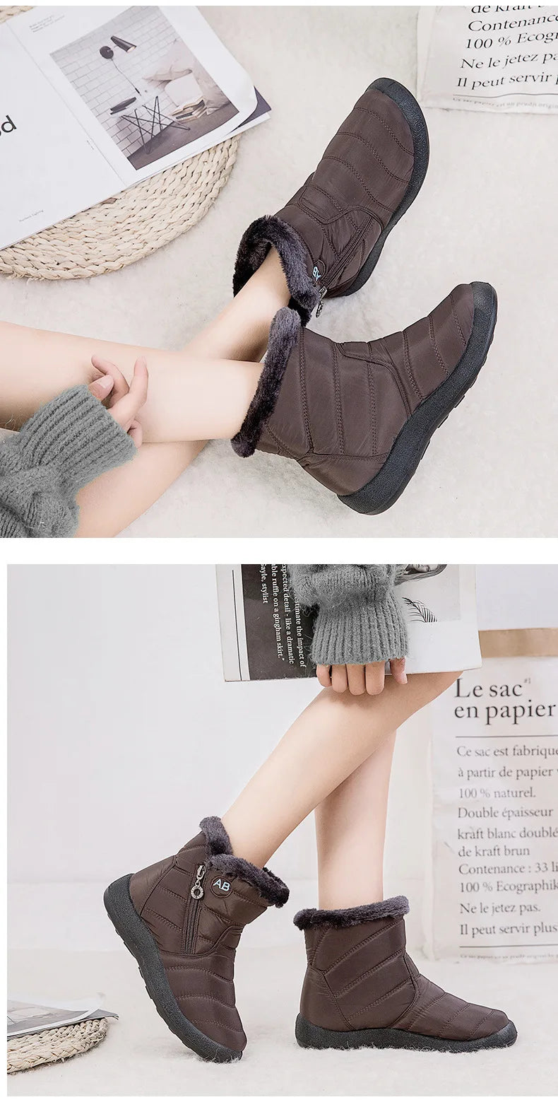 Winter Women Boots Thick Bottom Ankle Boots Women Waterproof Boots Fashion Women Shoes Solid Color Ladies Shoes Female Sneakers