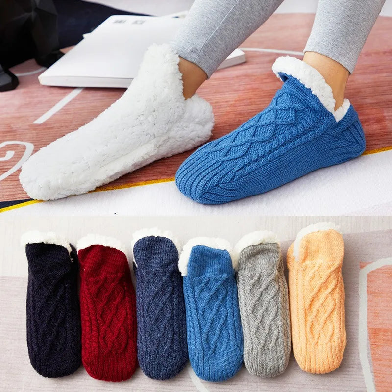 Winter Slipper Socks with Grippers for Men Women– Warm, Fuzzy, Fleece-Lined, Non-Slip, Cozy & Thick for Cold Weather Comfort