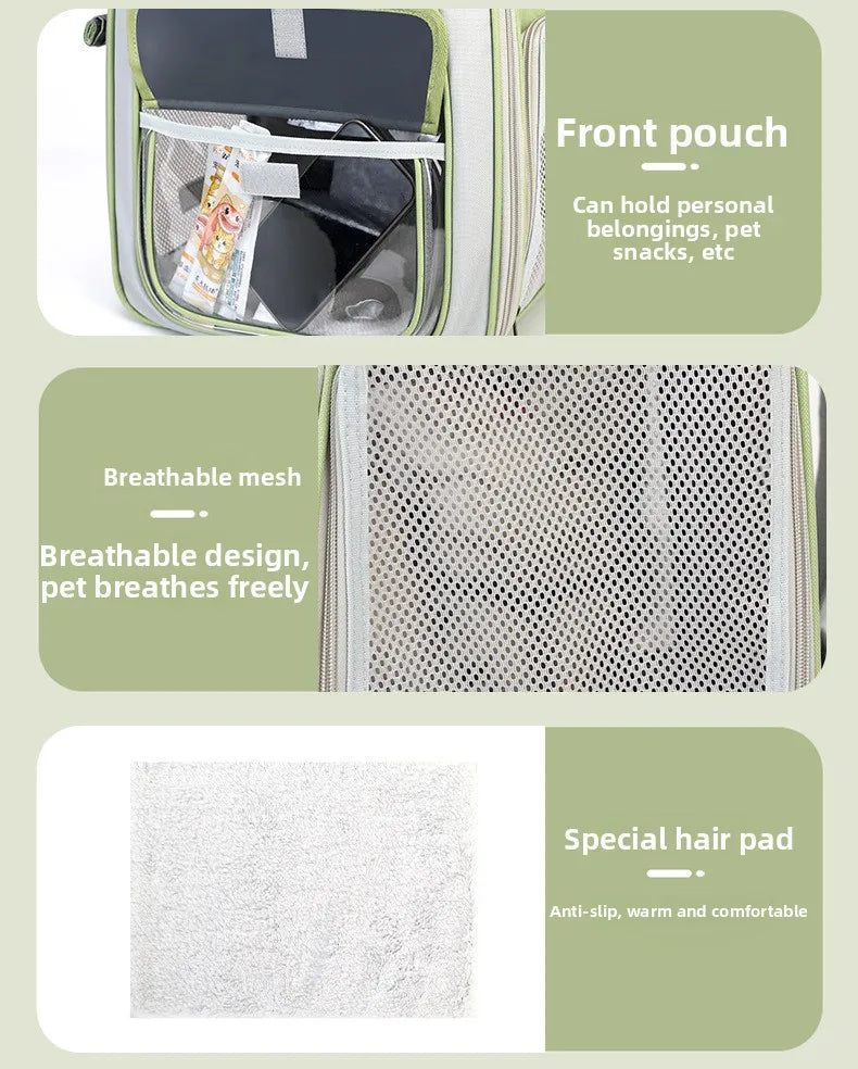 Cat backpack  outing schoolbag  double-shoulder pet bag  cat for travel  dog and cat supplies  transparent large-capacity portab