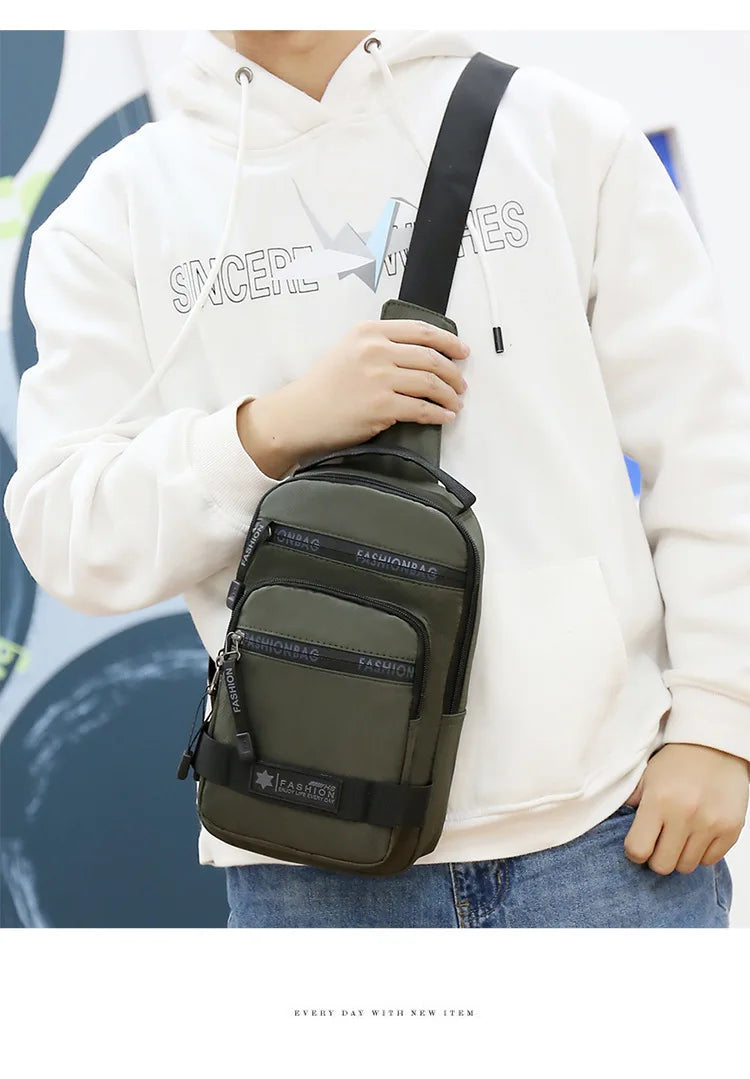 Chest Bag For Men New Large Capacity Shoulder Korean Version Travel Lightweight Nylon Crossbody Bag Backpack