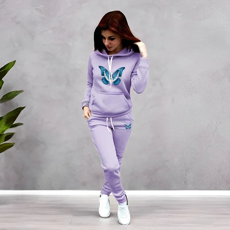Women's 2 Piece Outfit Set Hoodie Joggers Tracksuit Casual Daily Fashion Autumn Winter Female Home Outdoor Comfort Warm Outfit