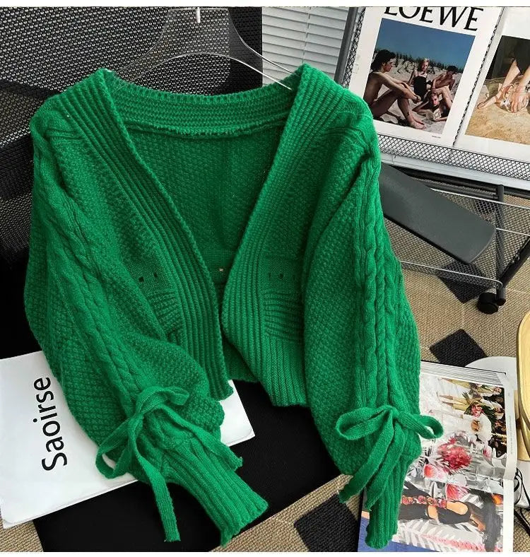 Sweater Jacket Women's Autumn and Winter New Style Western-style Outerwear with Knitted Cardigan Loose Short Long Sleeved Top