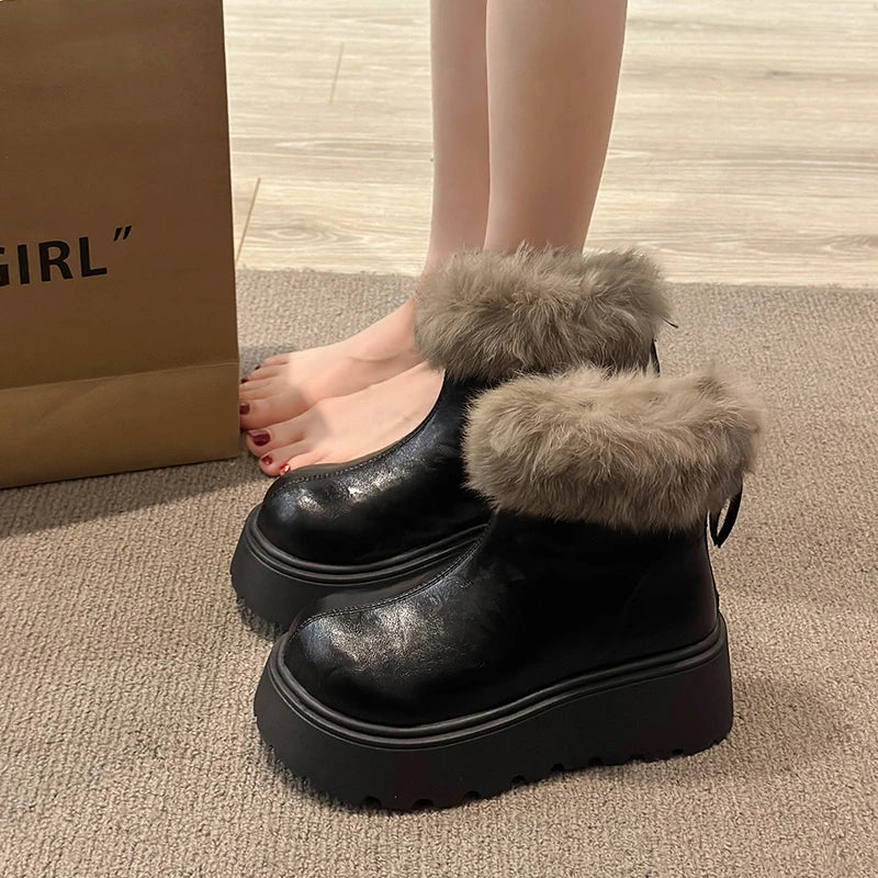 2026 Winter Vintage Women's Boots with Fashionable Added Insulation Warm and Thick Soles High Heels Made of Cotton Hot 35-40