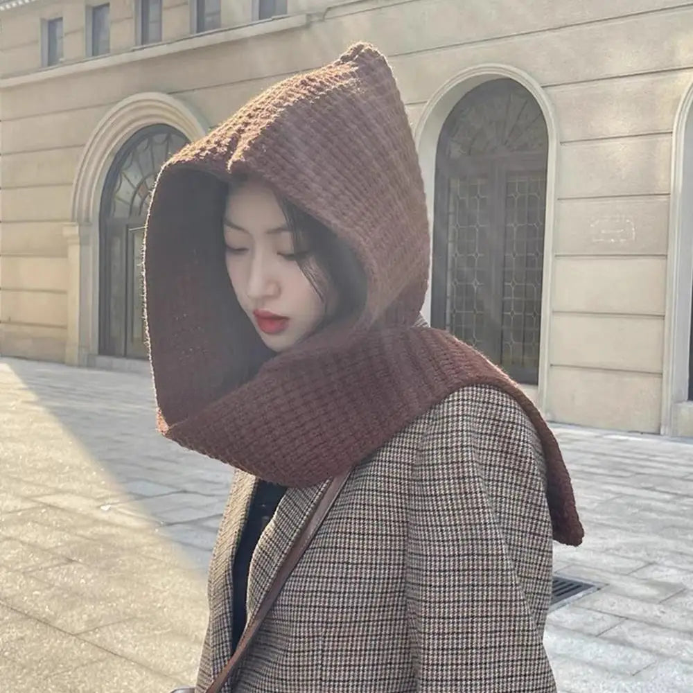 Hooded Scarf Early Autumn Scarf Hats Fashion Ear Protector Beanies Useful Earmuffs Cap Winter Thicken Items Women Neck Scarf