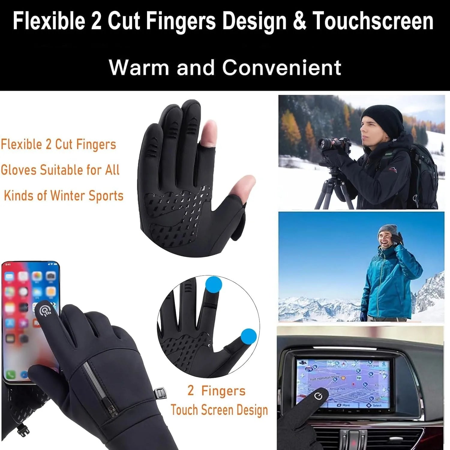 Winter Gloves for Men Women Touch Screen,Cold Weather Thermal Sport Gloves for Fishing Running Cycling Driving, Warm Windproof