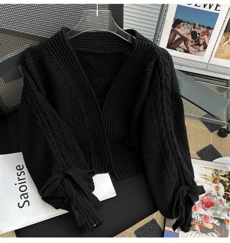 Sweater Jacket Women's Autumn and Winter New Style Western-style Outerwear with Knitted Cardigan Loose Short Long Sleeved Top