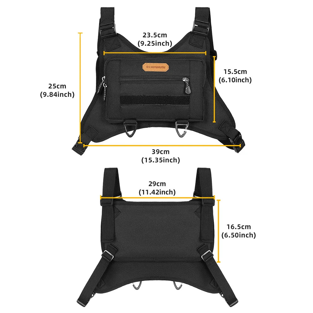 Front Chest Pack Multi-Pockets Fashion Sport Backpack Adjustable Strap Streetwear Chest Bag for Running Travel