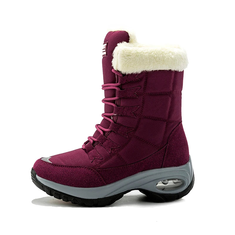 Winter Snow Boots Women Warm Comfortable Plush Lace-up Anti-slip High-top Women Boots Thick-soled Durable Soft Ankle Boots Women