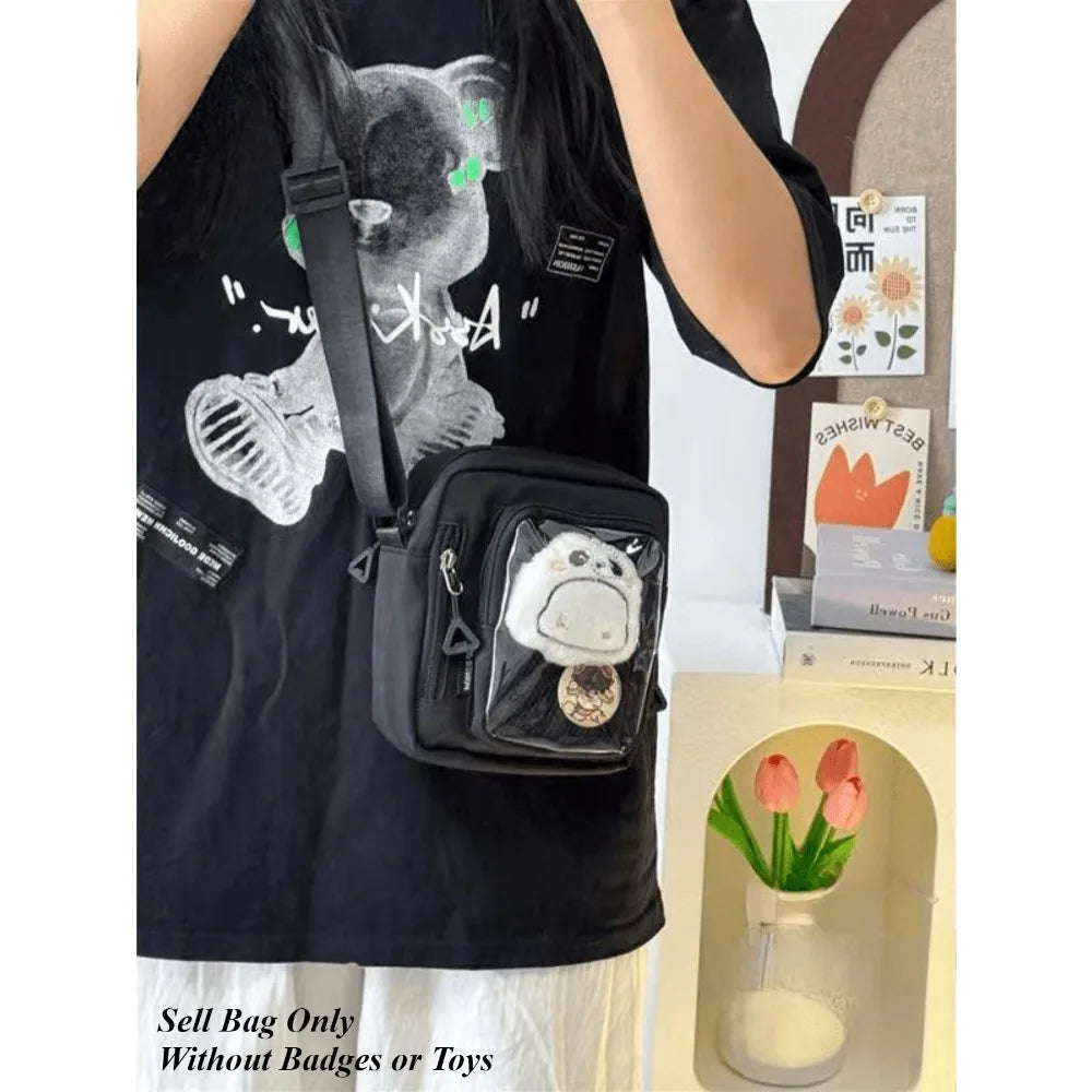 Y2K Mini Itabag Women Korean Casual Crossbody Bags Transparent Pocket Small Shoulder Bag Purses and Phone Ita Bag DIY Bag