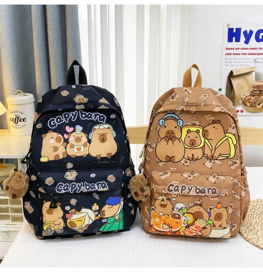 Cute Large Capacity Capybara Backpack Cartoon Breathable Student Schoolbag Nylon Ultra-light Book Bag Back to school Women Girl