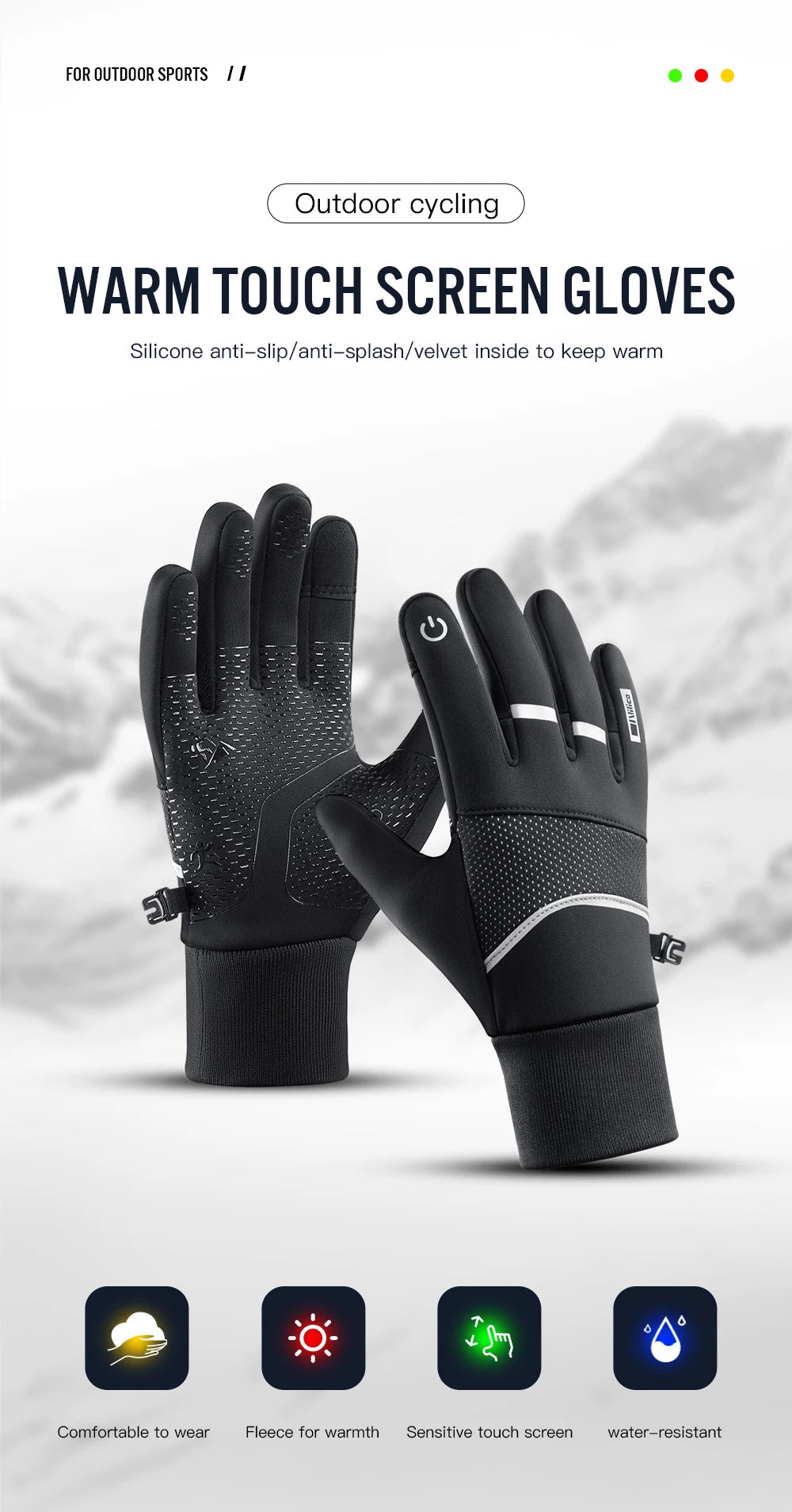 Winter Cycling Gloves for Men Women Warm Biking Glove for Riding Bicycle Gloves Waterproof Touchscreen Accessories Hiking Gloves