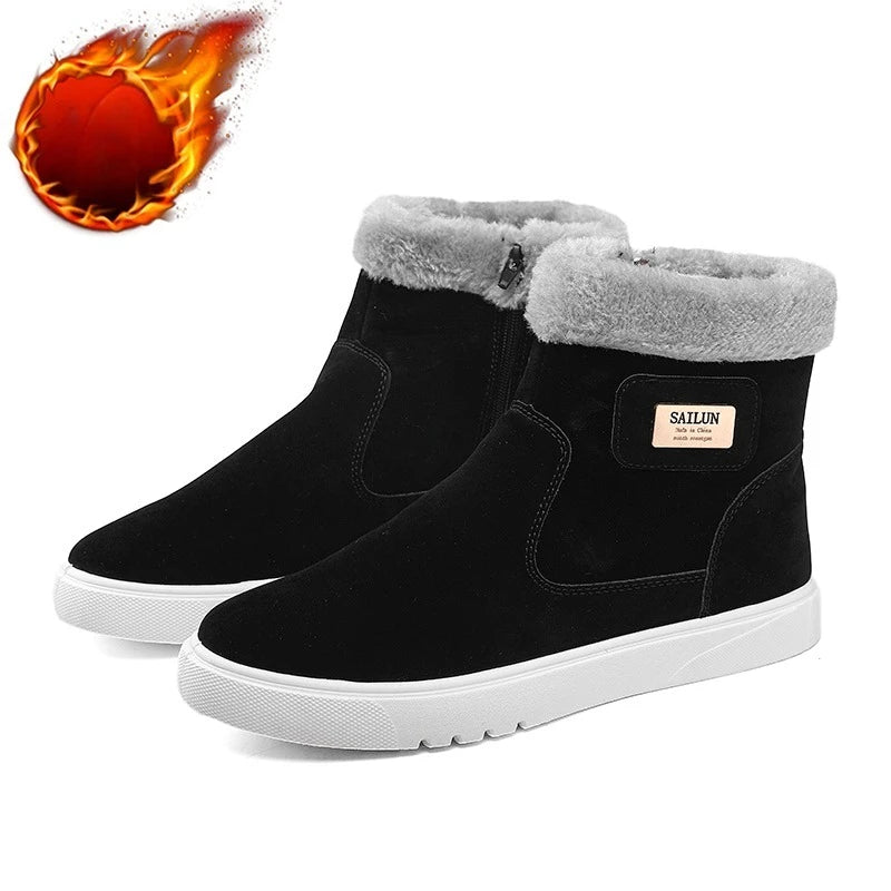 2025New Winter Men's Boots Fashion High-top Cotton Shoes Plush Warm Fur Snow Boots Suede Casual Ankle Boots for Men Botas Hombre