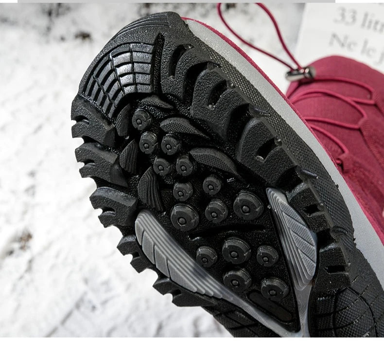 Winter Snow Boots Women Warm Comfortable Plush Lace-up Anti-slip High-top Women Boots Thick-soled Durable Soft Ankle Boots Women