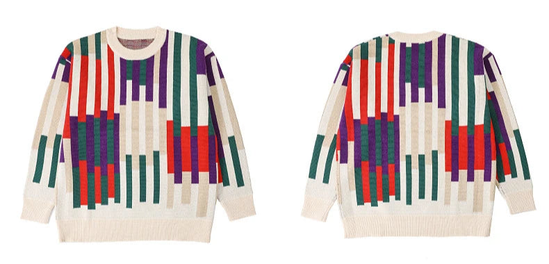 Fashion Sweater for The Whole Family Knitted Tops Mom and Daughter Baby Girl Matching Striped Knitwear Dad and Son Boy Jumper