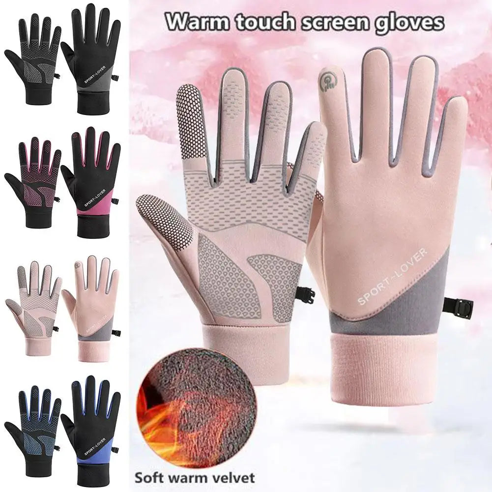 Winter Warm  Cycling Gloves Windproof Sports Running Motorcycle Anti-Slip Warm Outdoor Sports Touch Screen Full Fingers Gloves
