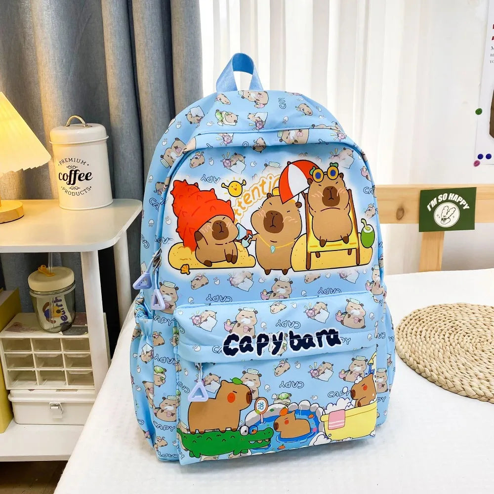 Cute Large Capacity Capybara Backpack Cartoon Breathable Student Schoolbag Nylon Ultra-light Book Bag Back to school Women Girl