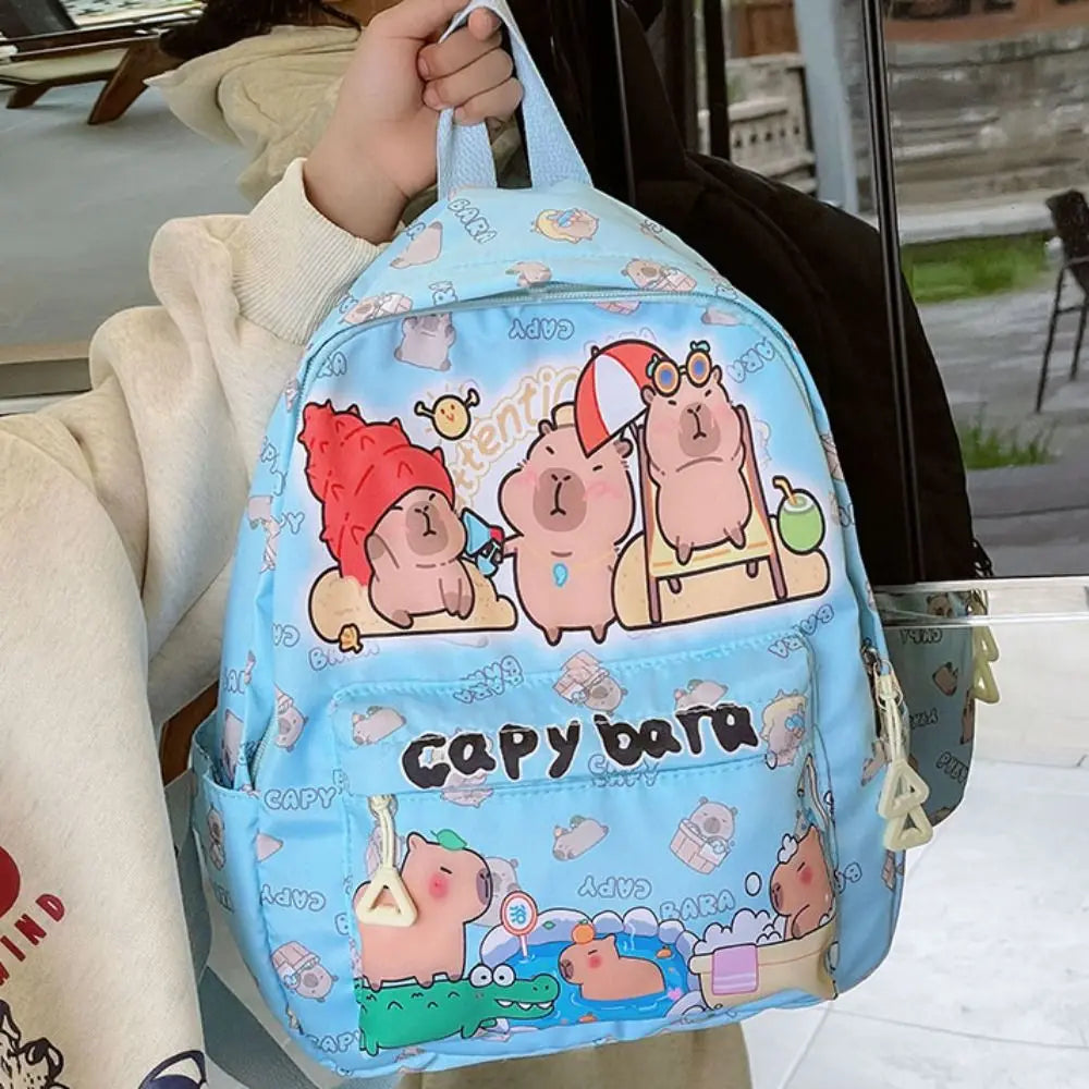 Cute Large Capacity Capybara Backpack Cartoon Breathable Student Schoolbag Nylon Ultra-light Book Bag Back to school Women Girl
