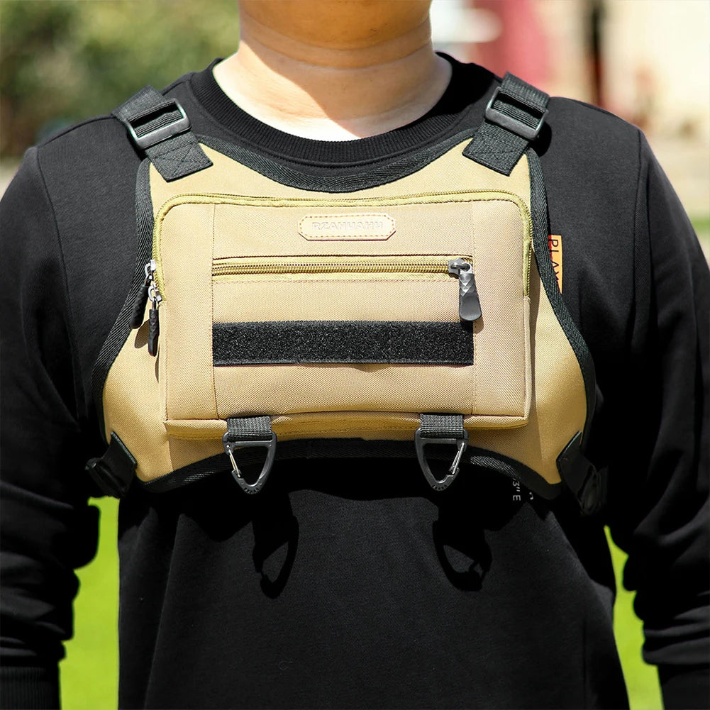 Front Chest Pack Multi-Pockets Fashion Sport Backpack Adjustable Strap Streetwear Chest Bag for Running Travel