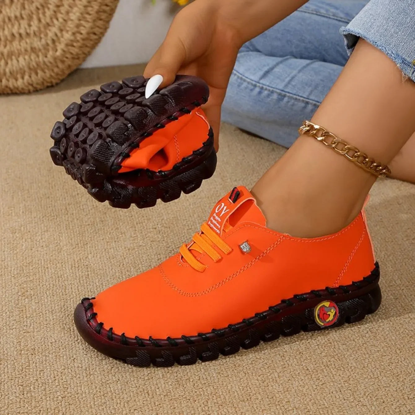 Women Sneakers Spring Summer 2025 New Soft-soled Roman Sneakers Breathable Retro Stitching Muffin Bottom Plus Size Women Shoes