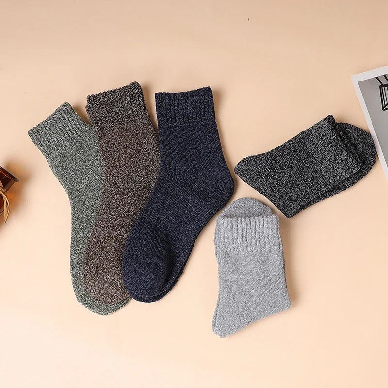 Winter Warm Socks for Men Winter Super Thick Merino Wool Socks Male Solid Color Middle Tube Against Cold Snow Sock Calcetines