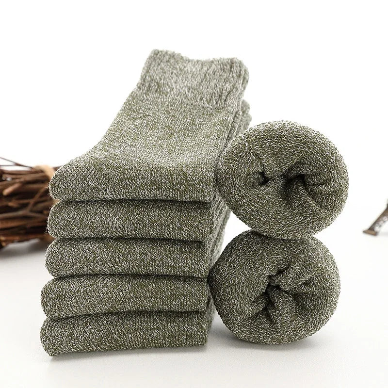 Winter Warm Socks for Men Winter Super Thick Merino Wool Socks Male Solid Color Middle Tube Against Cold Snow Sock Calcetines