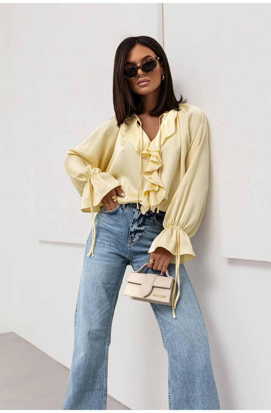 Fashion Fall Ruffles Blouse Women 2025 Autumn Winter Long Sleeve Loose Lace-up Shirts And Blouses Tops Elegant