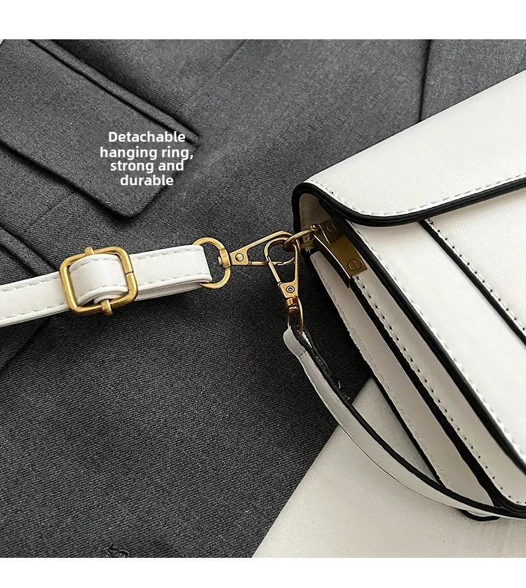 2025 New Women's High-End Pure Color Simple Square Bag Multi-Layer Commuting Single Shoulder Bag Neutral Minimalist Style
