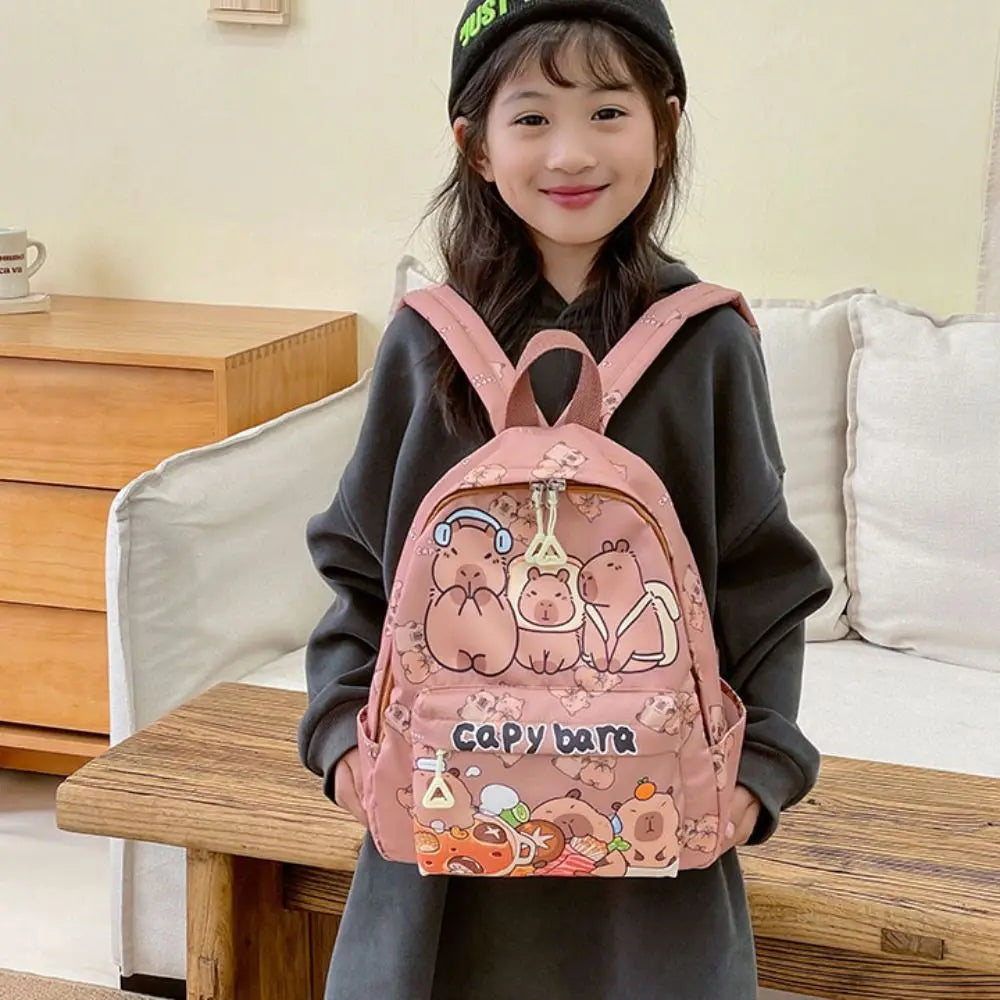 Cute Large Capacity Capybara Backpack Cartoon Breathable Student Schoolbag Nylon Ultra-light Book Bag Back to school Women Girl