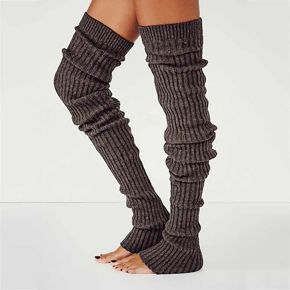 Winter Long Warm Leg Warmers Knitting Knee High Socks Girl Boot Topper Sock Skinny Stockings Knitted Crochet Long Socks