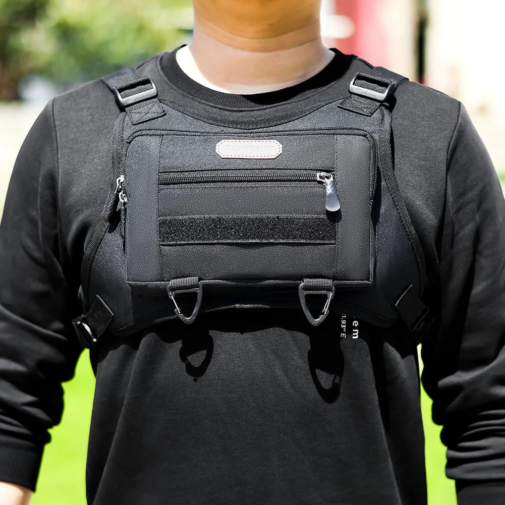 Front Chest Pack Multi-Pockets Fashion Sport Backpack Adjustable Strap Streetwear Chest Bag for Running Travel