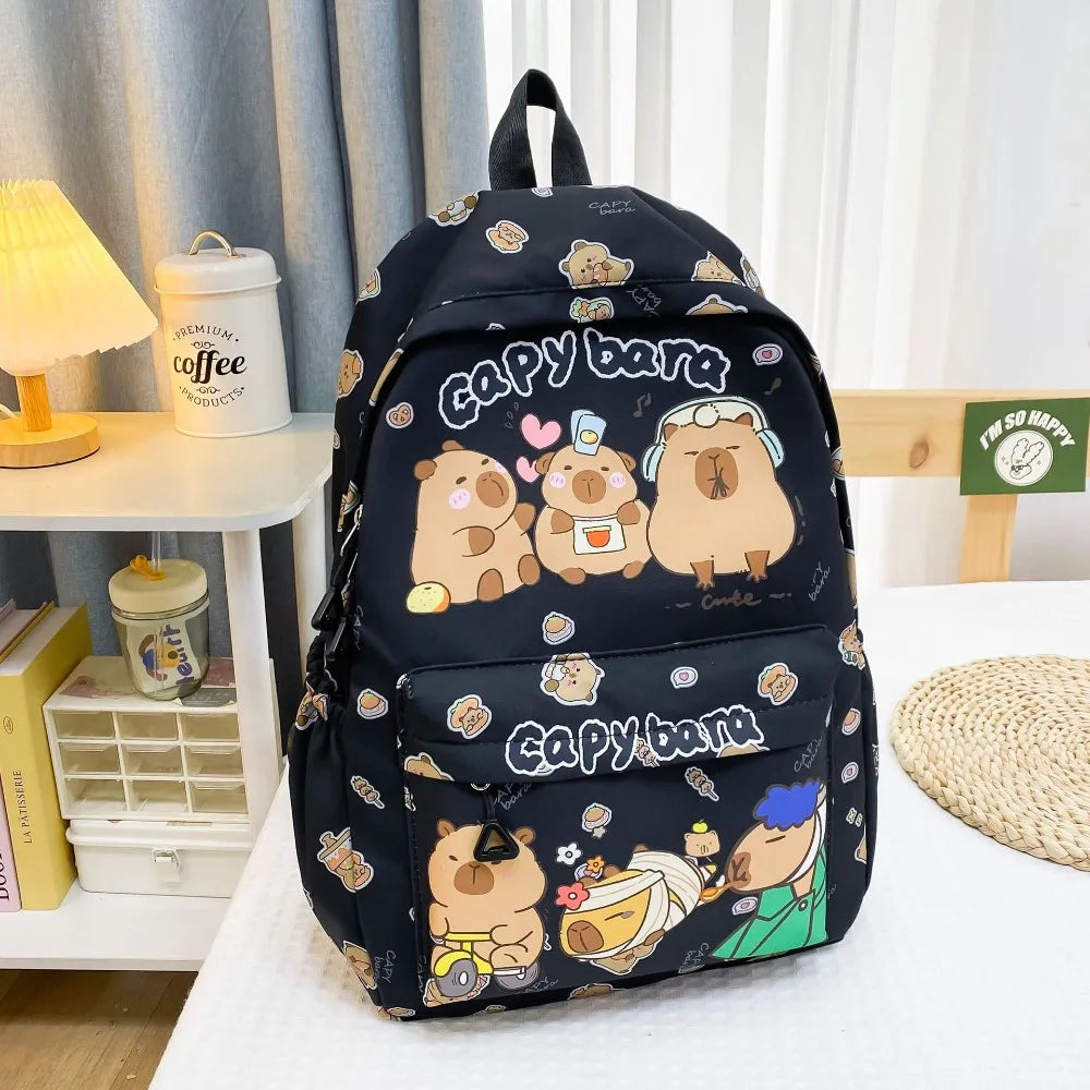 Cute Large Capacity Capybara Backpack Cartoon Breathable Student Schoolbag Nylon Ultra-light Book Bag Back to school Women Girl