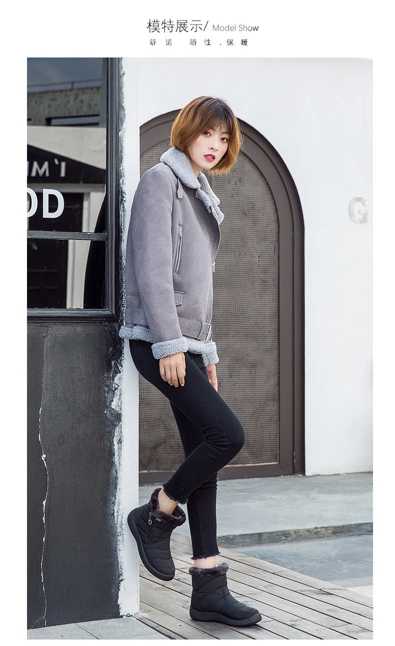 Winter Women Boots Thick Bottom Ankle Boots Women Waterproof Boots Fashion Women Shoes Solid Color Ladies Shoes Female Sneakers