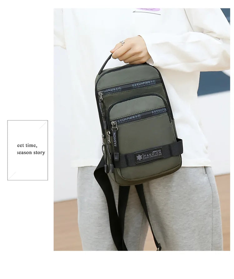 Chest Bag For Men New Large Capacity Shoulder Korean Version Travel Lightweight Nylon Crossbody Bag Backpack