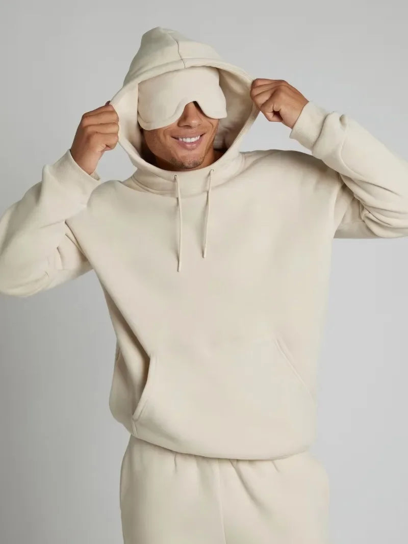 Fitness Workout Outfits Autumn Winter Women Tracksuit Sport Pocket Sweatshirt Hoodies with Eye Patch Sweatpants Two Piece Set