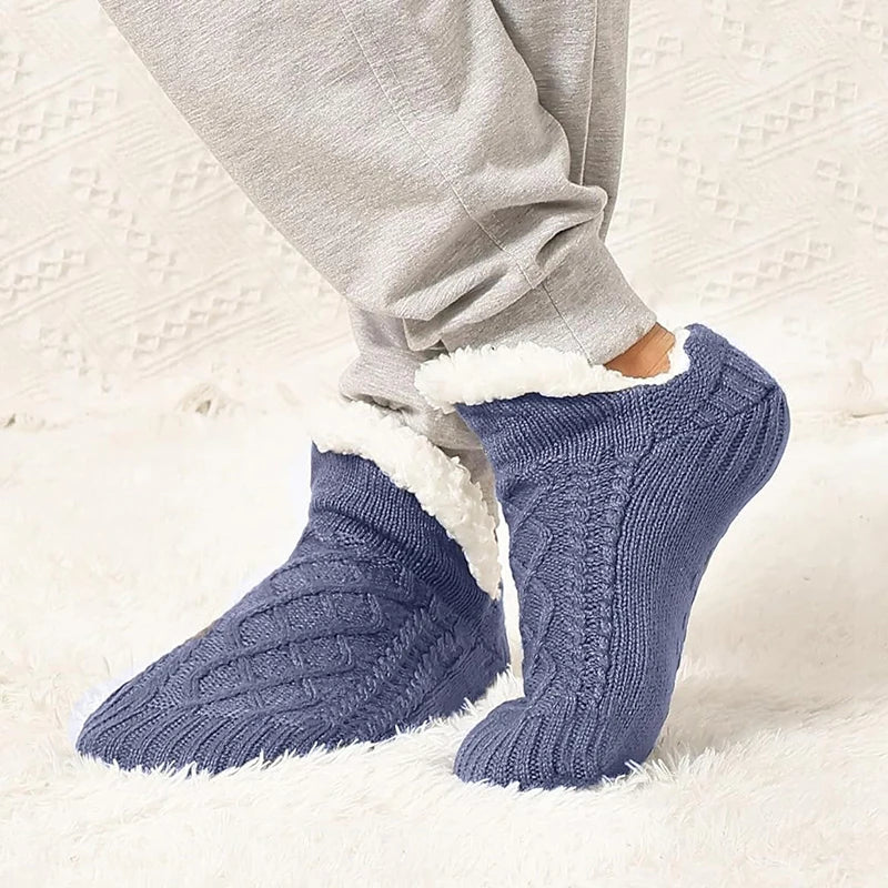 Winter Slipper Socks with Grippers for Men Women– Warm, Fuzzy, Fleece-Lined, Non-Slip, Cozy & Thick for Cold Weather Comfort