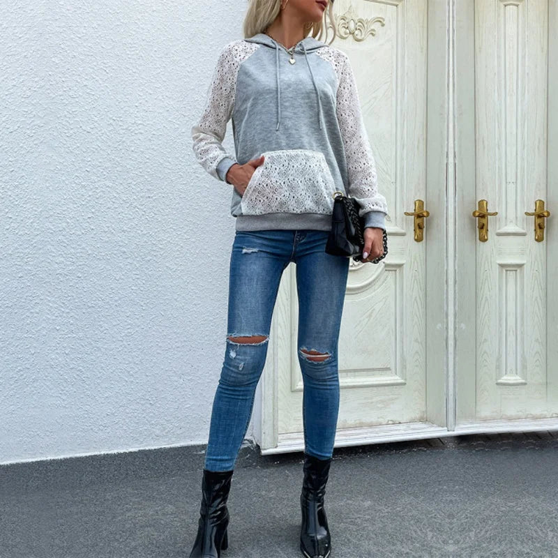 Women Hoodies Fall Long Sleeve Drawstring Pullover Tops With Pockets Girls' Fashion Loose Casual Sweatshirt
