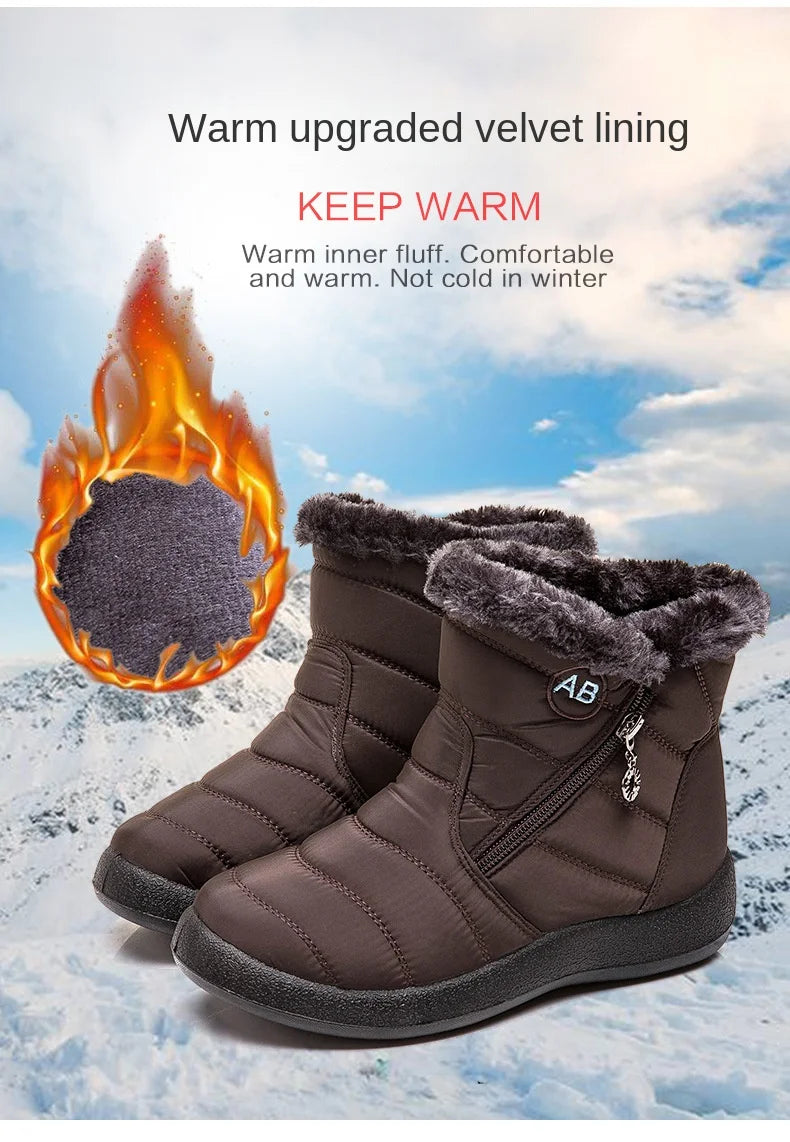 Winter Women Boots Thick Bottom Ankle Boots Women Waterproof Boots Fashion Women Shoes Solid Color Ladies Shoes Female Sneakers