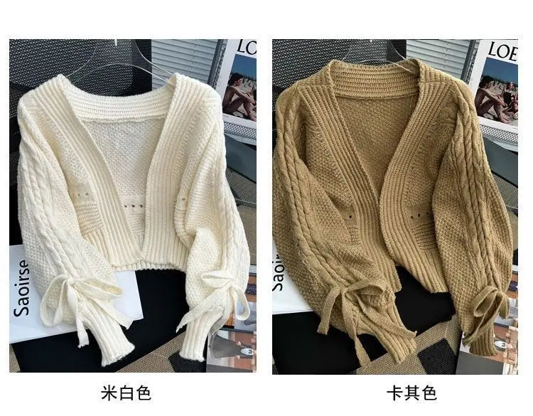 Sweater Jacket Women's Autumn and Winter New Style Western-style Outerwear with Knitted Cardigan Loose Short Long Sleeved Top