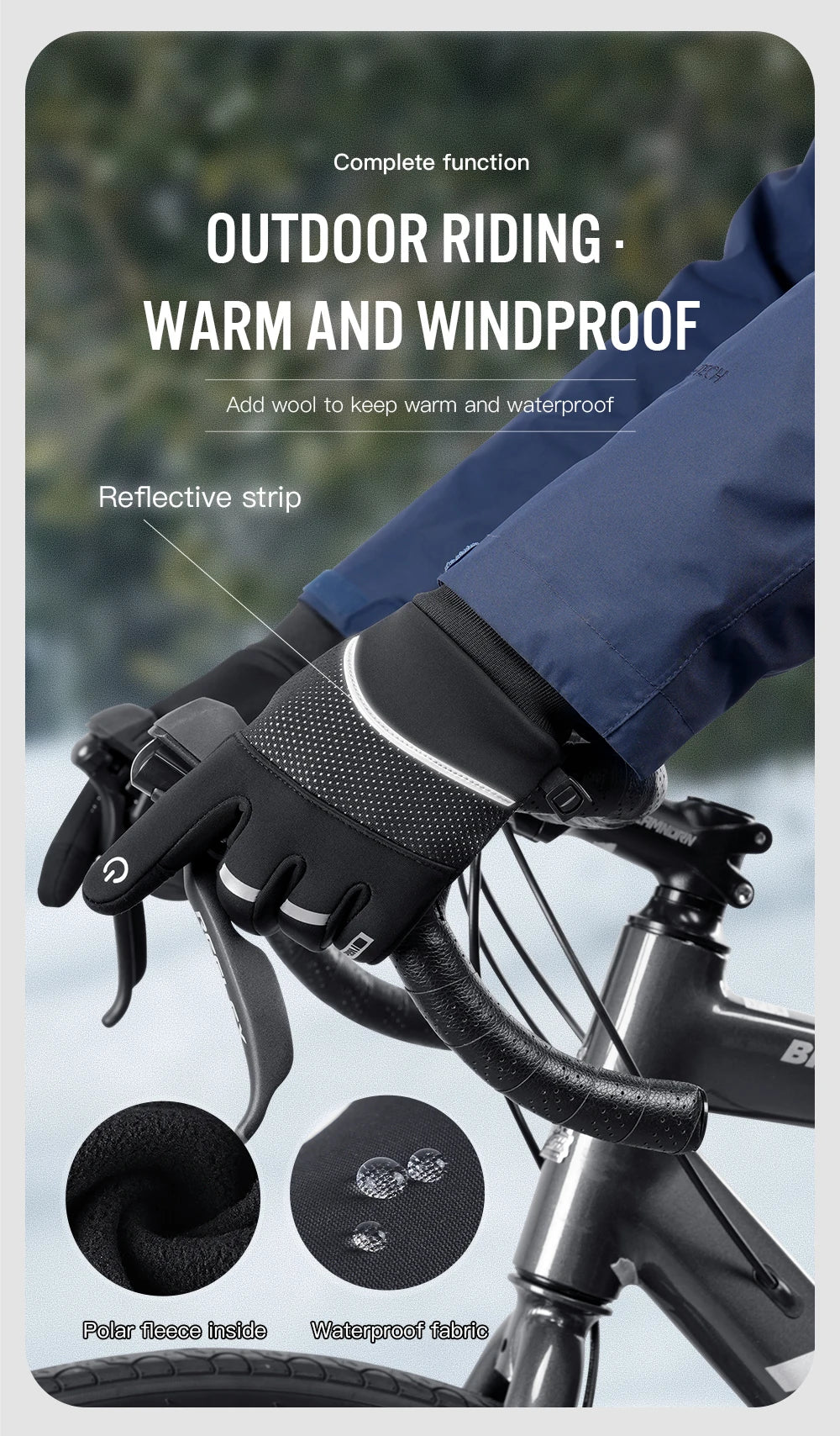 Winter Cycling Gloves for Men Women Warm Biking Glove for Riding Bicycle Gloves Waterproof Touchscreen Accessories Hiking Gloves