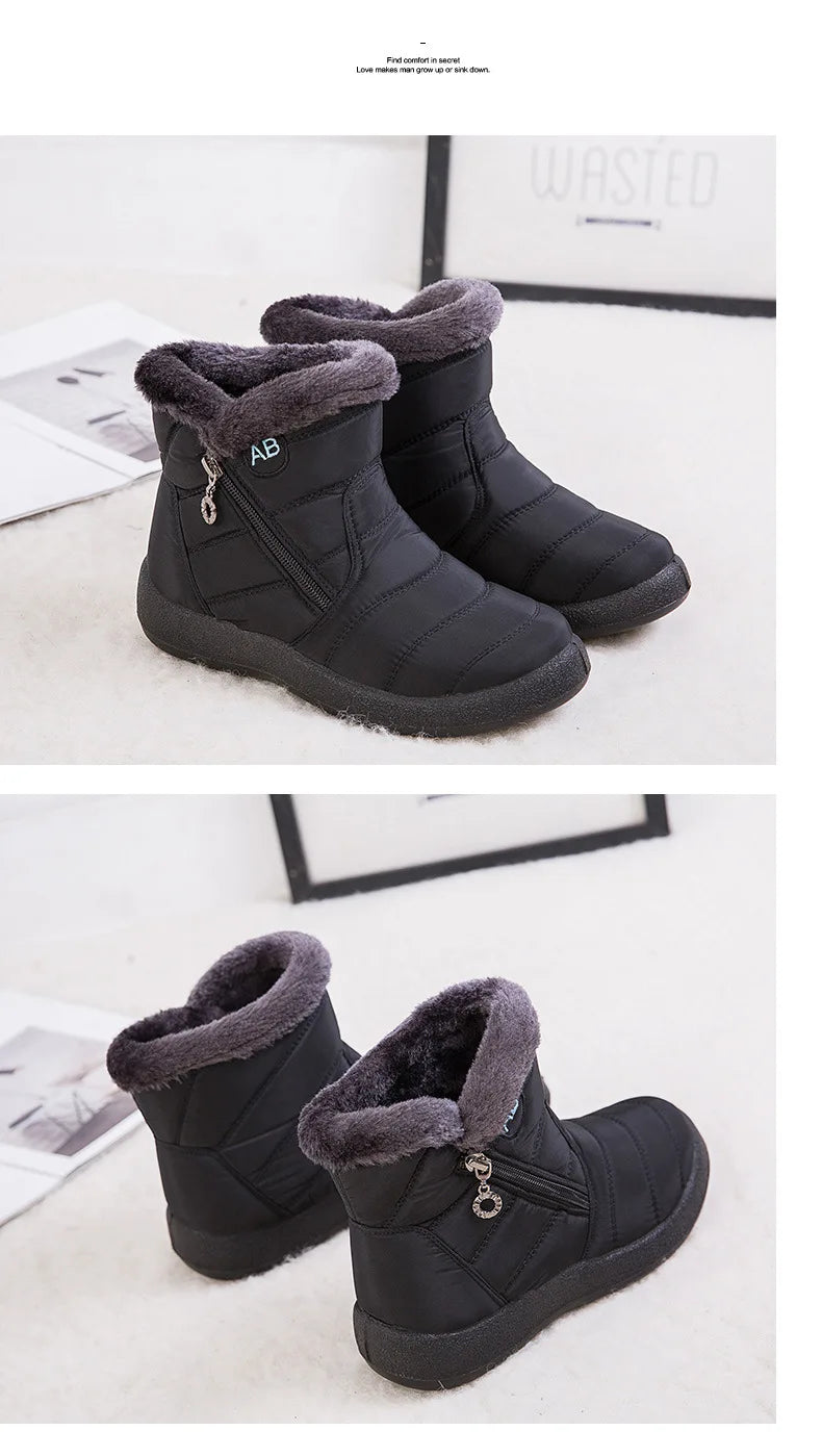 Winter Women Boots Thick Bottom Ankle Boots Women Waterproof Boots Fashion Women Shoes Solid Color Ladies Shoes Female Sneakers