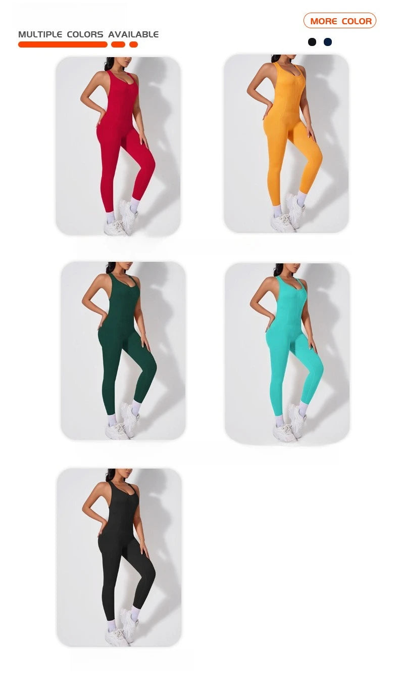 Crisscross Back Yoga Bodysuit Women V-Neck Butt Lifting Workout Jumpsuit Seamless Running Fashion Slim High Elastic Bodysuit