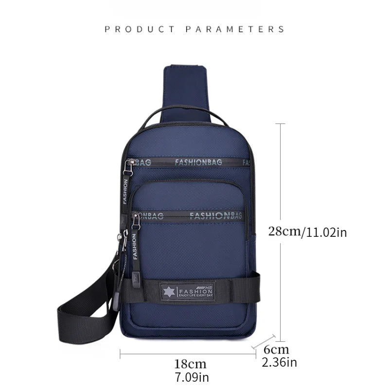 Chest Bag For Men New Large Capacity Shoulder Korean Version Travel Lightweight Nylon Crossbody Bag Backpack