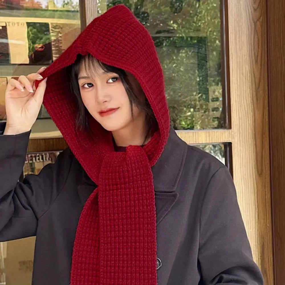 Hooded Scarf Early Autumn Scarf Hats Fashion Ear Protector Beanies Useful Earmuffs Cap Winter Thicken Items Women Neck Scarf