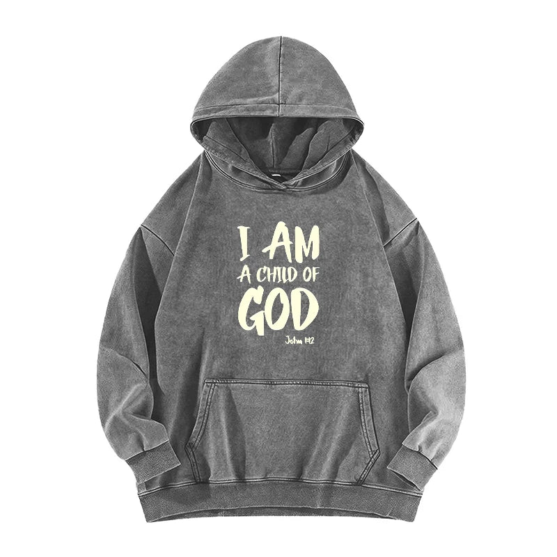 Hoodie for Men Streetwear I Am a Child of God Design Print Graphic Hoodies for Men Suitable for Wearing in Autumn washed hoodie